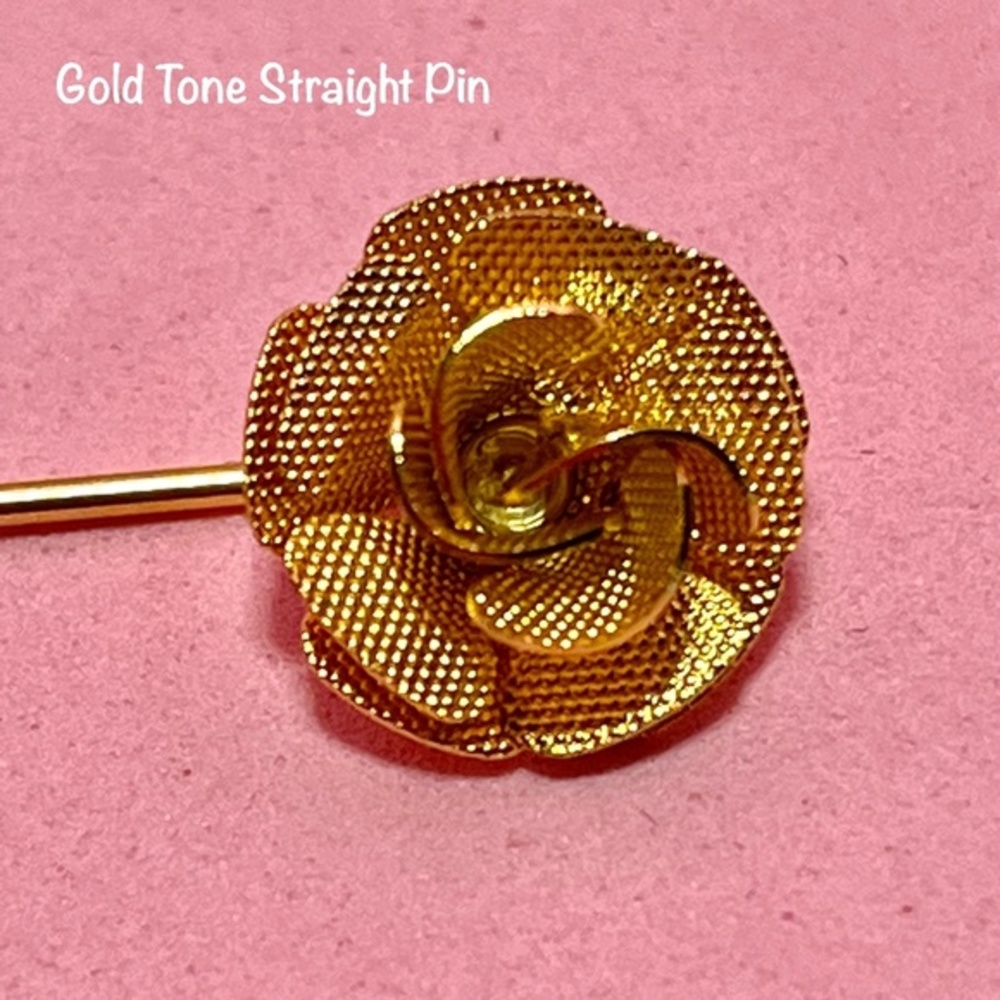 Vintage Gold Tone Rose Straight Pin